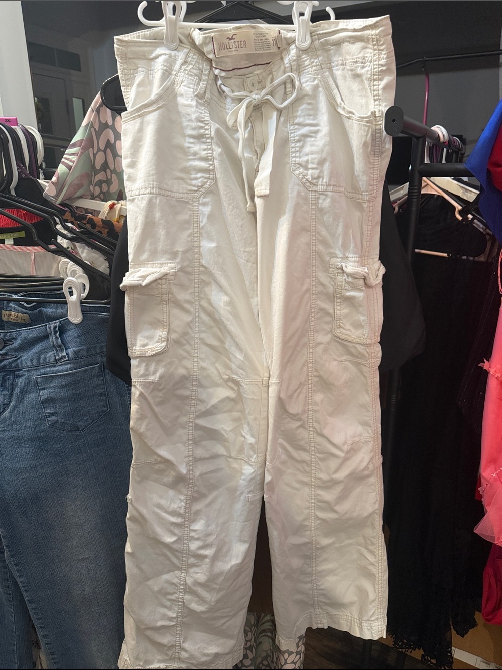 Hollister Off-White Cargo Drawstring Trousers